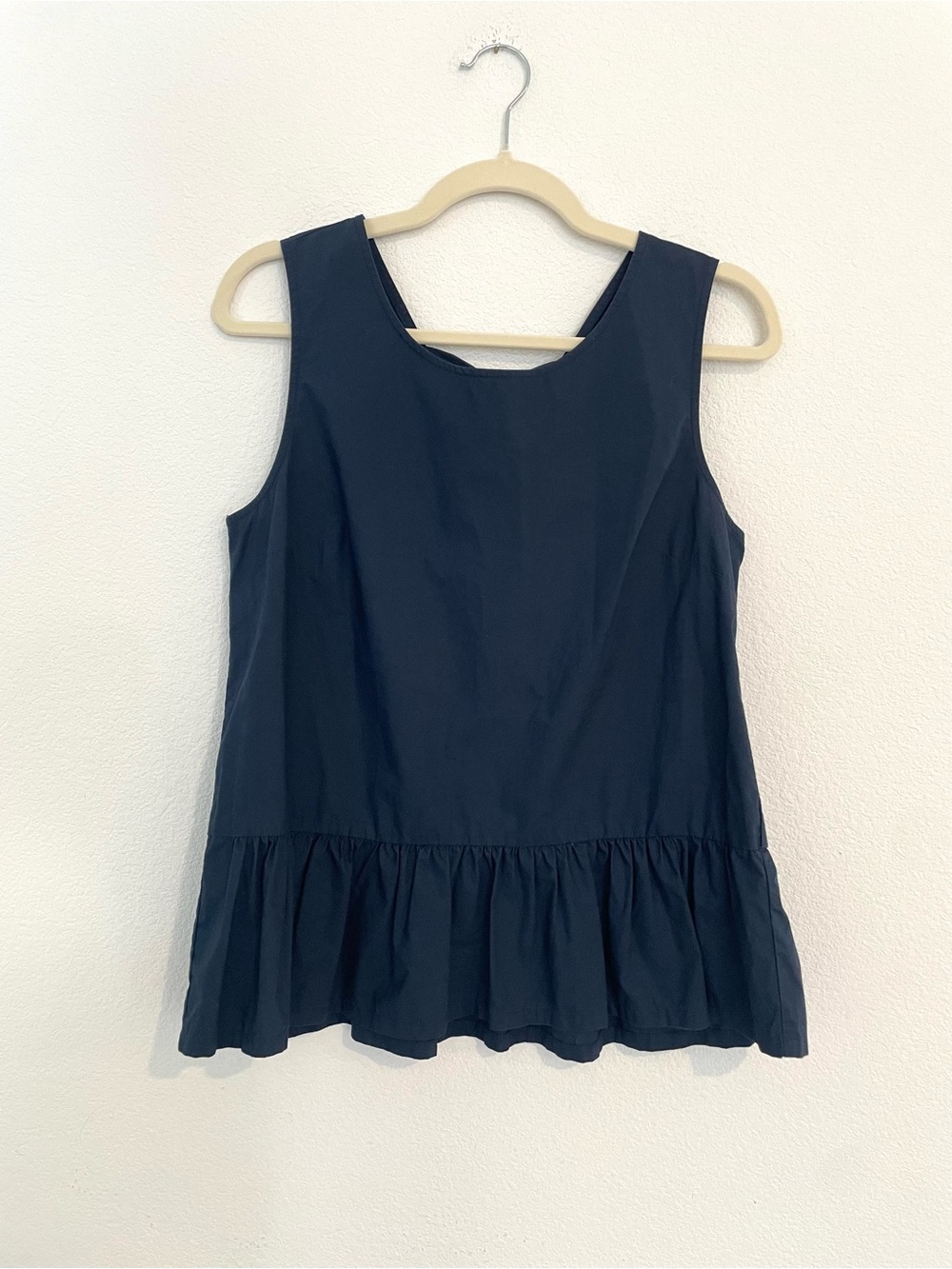J. Crew Navy Ruffle-Hem Peplum Sleeveless Tank